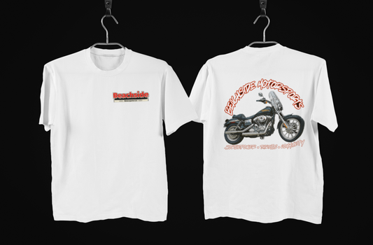 2000's Dyna Beachside Motorsports Red Theme White Tee